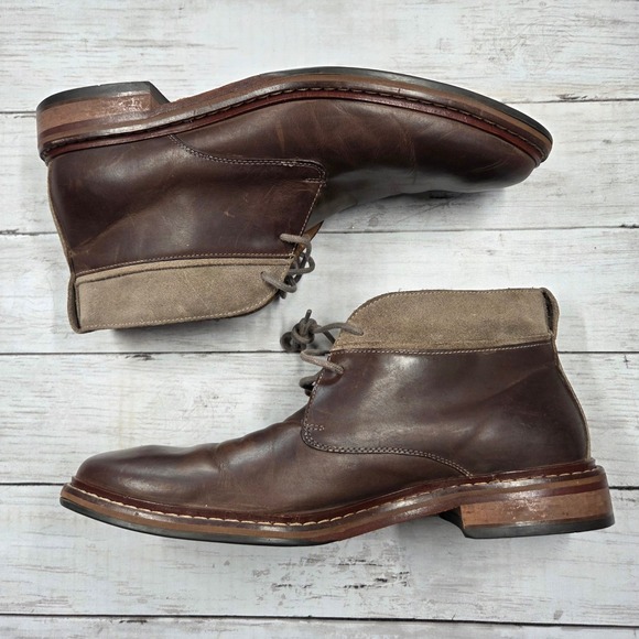 Cole Haan Chukka Boots Men 10M Brown C20293 Leather Suede Trim Lace Up Round Toe main image 4